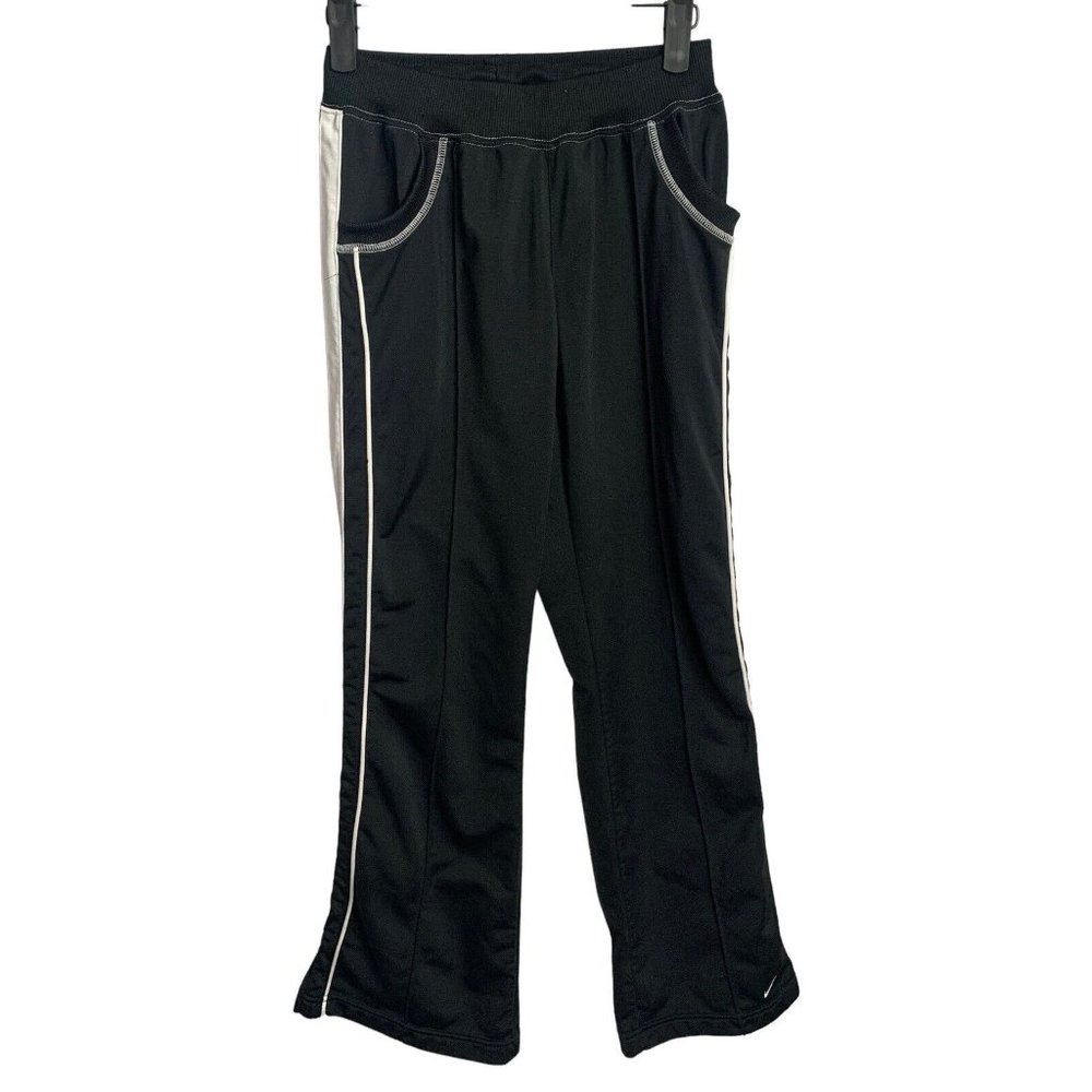#1449 Nike Pants Girls Size 14 Large Black Polyester Athletic Fitness Running